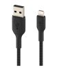 USB-kabel Belkin BoostCharge USB-A till Lightning Braided, 0,15 meter - Svart