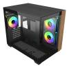 Cooler Master Elite 481 Black, TG, 3x120mm ARGB-fläktar, MicroATX - Svart/Trä#2