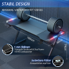 LED Gamingbord 160 x 60 cm, ergonomiskt spelbord med LED,
stabilt PC bord med kolfiberbeläggning, Gamingbord med mugghållare och
hörlurskrok, svart#3